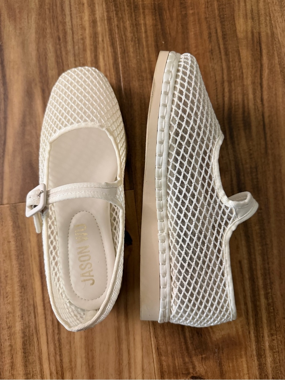 JASON WU White Mesh Mary Jane Flats